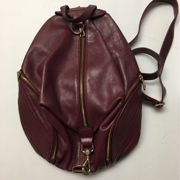 Rebecca Minkoff Leather Julian Backpack Tawny Port Burgundy Red Quilted - Picture 2 of 12